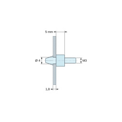 Support de carte à clipser, fileté M3, polyamide PA6.6 noir UL94-HB, trou de carte Ø4 mm, carte 1,8 mm