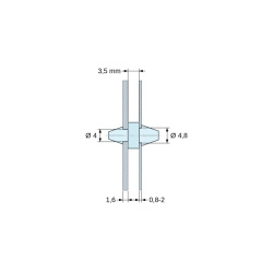 Support de carte à clipser des deux côtés, polyamide PA6.6 naturel UL94-V2, carte Ø4 mm 1,6 mm / châssis Ø4,8 mm 0,8 à 2 mm