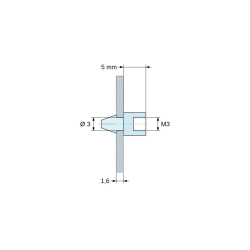 Support de carte à clipser, taraudé M3, polyamide PA6.6 noir UL94-HB, trou de carte Ø3 mm, carte 1,6 mm