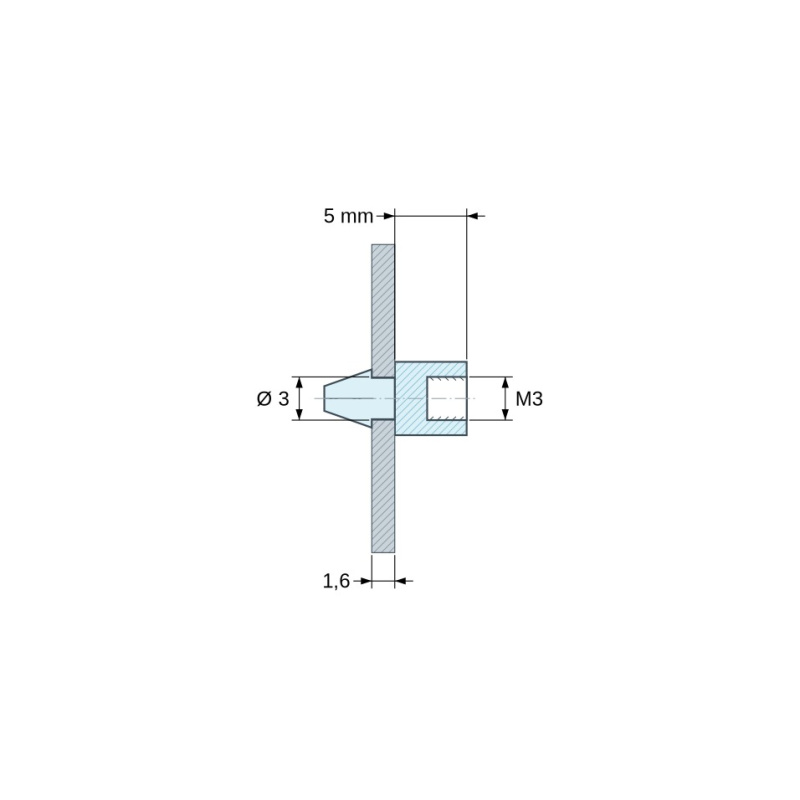 Support de carte à clipser M3 Plastique PA6.6 noir