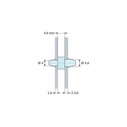 Support de carte à clipser des deux côtés, polyamide PA6.6 naturel UL94-V2, carte Ø4 mm 1,6 mm / châssis Ø4,8 mm 2 à 3,6 mm