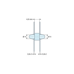 Support de carte à clipser des deux côtés, polyamide PA6.6 naturel UL94-V2, trou de carte Ø4 mm, carte 0,8 à 2 mm