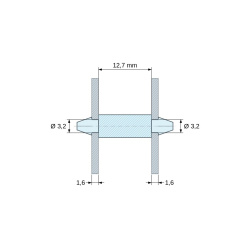 Support de carte à clipser des deux côtés, polyamide PA6.6 naturel UL94-V0, trou de carte Ø3,2 mm, carte 1,6 mm