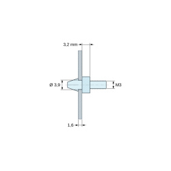 Support de carte à clipser, fileté M3, polyamide PA6.6 naturel UL94-V2, trou de carte Ø3,9 mm, carte 1,6 mm