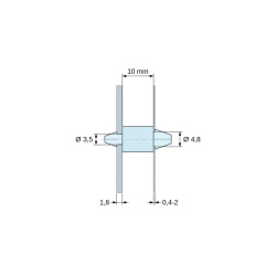 Support de carte à clipser des deux côtés, polyamide PA6.6 naturel UL94-V2, carte Ø3,5 mm 1,8 mm / châssis Ø4,8 mm 0,4 à 2 mm