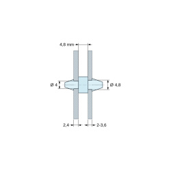 Support de carte à clipser des deux côtés, polyamide PA6.6 naturel UL94-V2, carte Ø4 mm 2,4 mm / châssis Ø4,8 mm 2 à 3,6 mm