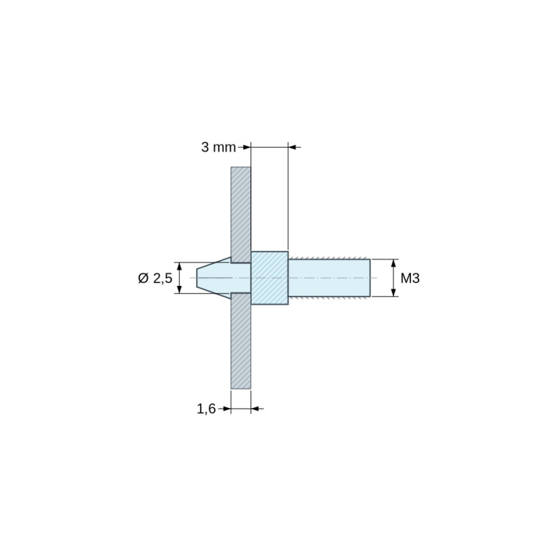 Support de carte à clipser M3 Plastique PA6.6 noir