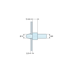 Support de carte à clipser, fileté M4, polyamide PA6.6 noir UL94-HB, trou de carte Ø4 mm, carte 1,8 mm