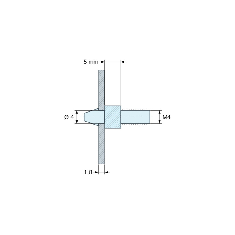 Support de carte à clipser M4 Plastique PA6.6 noir