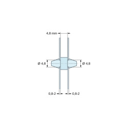 Support de carte à clipser des deux côtés, polyamide PA6.6 naturel UL94-V2, trou de carte Ø4,8 mm, carte 0,8 à 2 mm