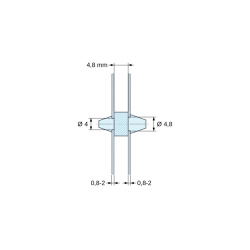 Support de carte à clipser des deux côtés, polyamide PA6.6 naturel UL94-V2, carte Ø4 mm 0,8 à 2 mm / châssis Ø4,8 mm 0,8 à 2 mm