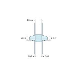 Support de carte à clipser des deux côtés, polyamide PA6.6 naturel UL94-V2, trou de carte Ø3,2 mm, carte 0,8 à 2 mm