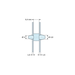 Support de carte à clipser des deux côtés, polyamide PA6.6 naturel UL94-V2, carte Ø4 mm 1,6 mm / châssis Ø4,8 mm 1,6 mm