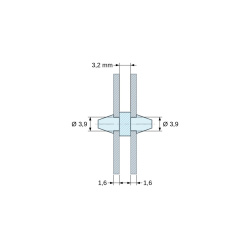 Support de carte à clipser des deux côtés, polyamide PA6.6 naturel UL94-V2, trou de carte Ø3,9 mm, carte 1,6 mm
