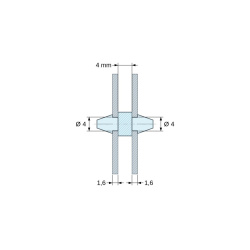 Support de carte à clipser des deux côtés, polyamide PA6.6 naturel UL94-V2, trou de carte Ø4 mm, carte 1,6 mm