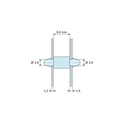 Support de carte à clipser des deux côtés, polyamide PA6.6 naturel UL94-V2, carte Ø3,9 mm 1,2 mm / châssis Ø3,9 mm 1,6 mm