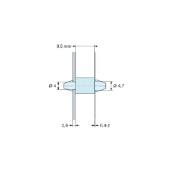 Support de carte à clipser des deux côtés, polyamide PA6.6 naturel UL94-V2, carte Ø4 mm 1,6 mm / châssis Ø4,7 mm 0,4 à 2 mm