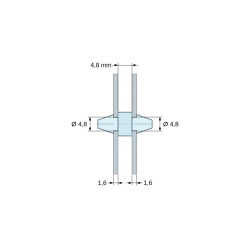 Support de carte à clipser des deux côtés, polyamide PA6.6 naturel UL94-V2, trou de carte Ø4,8 mm, carte 1,6 mm