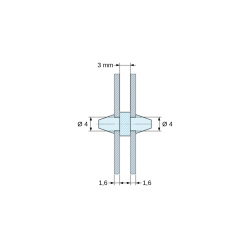 Support de carte à clipser des deux côtés, polyamide PA6.6 noir UL94-HB, trou de carte Ø4 mm, carte 1,6 mm