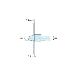 Support de carte à clipser, fileté M4, polyamide PA6.6 naturel UL94-V2, trou de carte Ø4,2 mm, carte 1,6 mm