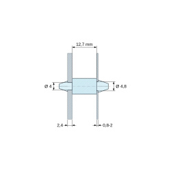 Support de carte à clipser des deux côtés, polyamide PA6.6 naturel UL94-V2, carte Ø4 mm 2,4 mm / châssis Ø4,8 mm 0,8 à 2 mm
