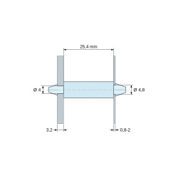 Support de carte à clipser des deux côtés, polyamide PA6.6 naturel UL94-V2, carte Ø4 mm 3,2 mm / châssis Ø4,8 mm 0,8 à 2 mm