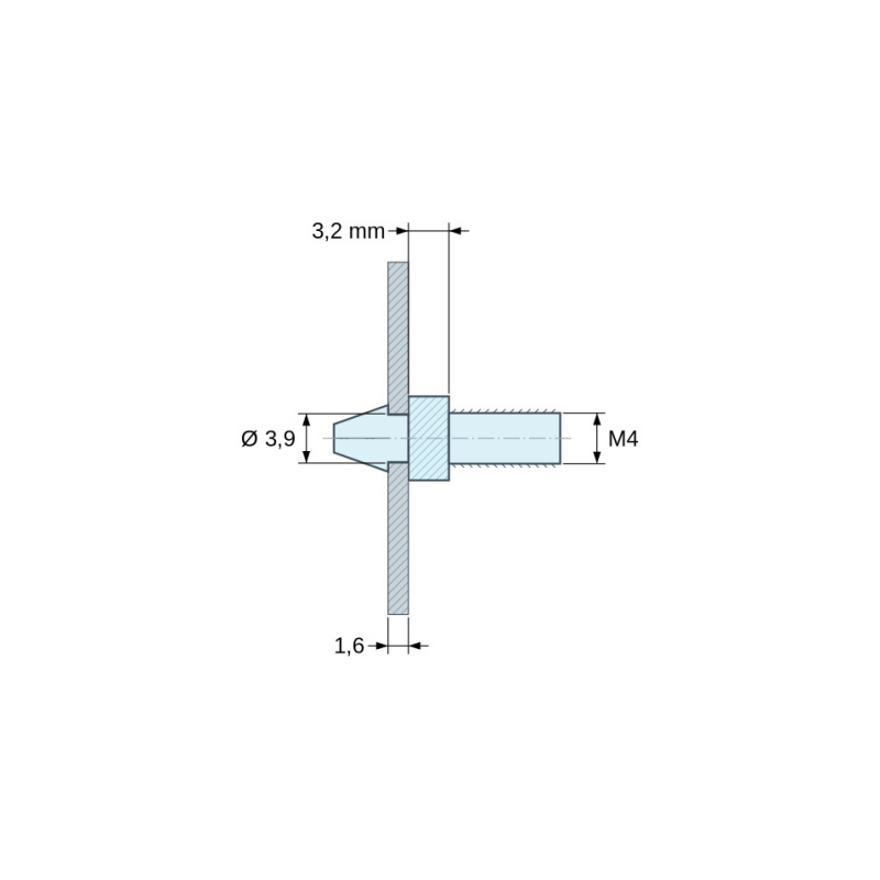 Support de carte à clipser M4 Plastique PA6.6 naturel