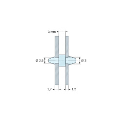 Support de carte à clipser des deux côtés, polyamide PA6.6 naturel UL94-V2, carte Ø2,5 mm 1,7 mm / châssis Ø3 mm 1,2 mm