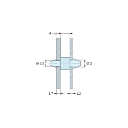 Support de carte à clipser des deux côtés, polyamide PA6.6 noir UL94-HB, carte Ø2,5 mm 1,7 mm / châssis Ø3 mm 1,2 mm