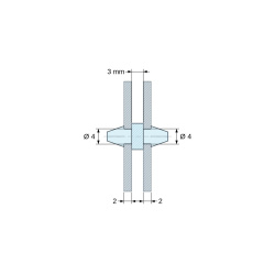 Support de carte à clipser des deux côtés, polyamide PA6.6 noir UL94-HB, trou de carte Ø4 mm, carte 2 mm