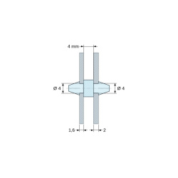 Support de carte à clipser des deux côtés, polyamide PA6.6 noir UL94-HB, carte Ø4 mm 1,6 mm / châssis Ø4 mm 2 mm