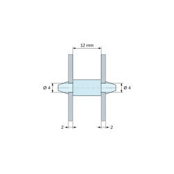 Support de carte à clipser des deux côtés, polyamide PA6.6 naturel UL94-HB, trou de carte Ø4 mm, carte 2 mm