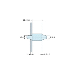 Support de carte à clipser des deux côtés, polyamide PA6.6 naturel UL94-V2, carte Ø4 mm 2 mm / châssis Ø4,8 mm 0,5 à 2,3 mm