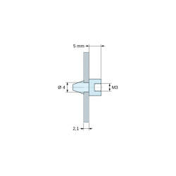 Support de carte à clipser, taraudé M3, polyamide PA6.6 noir UL94-HB, trou de carte Ø4 mm, carte 2,1 mm
