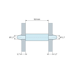 Support de carte à clipser des deux côtés, polyamide PA6.6 naturel UL94-V2, trou de carte Ø1,7 mm, carte 1,7 mm