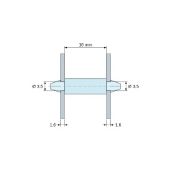 Support de carte à clipser des deux côtés, polyamide PA6.6 naturel UL94-V0, trou de carte Ø3,5 mm, carte 1,6 mm