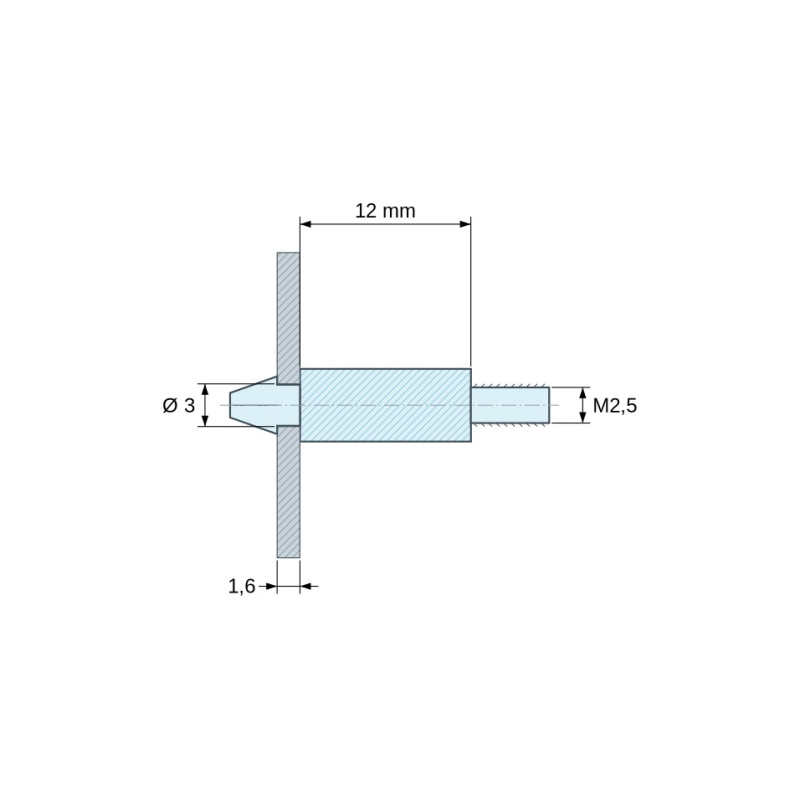 Support de carte à clipser M2.5 Plastique PA6.6 noir