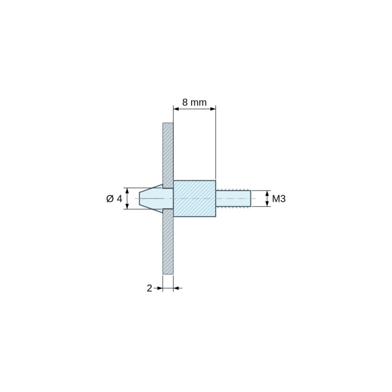 Support de carte à clipser M3 Plastique PA6.6 noir