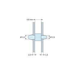 Support de carte à clipser des deux côtés, polyamide PA6.6 naturel UL94-V2, carte Ø3,2 mm 1,6 mm / châssis Ø2,5 mm 1,6 mm