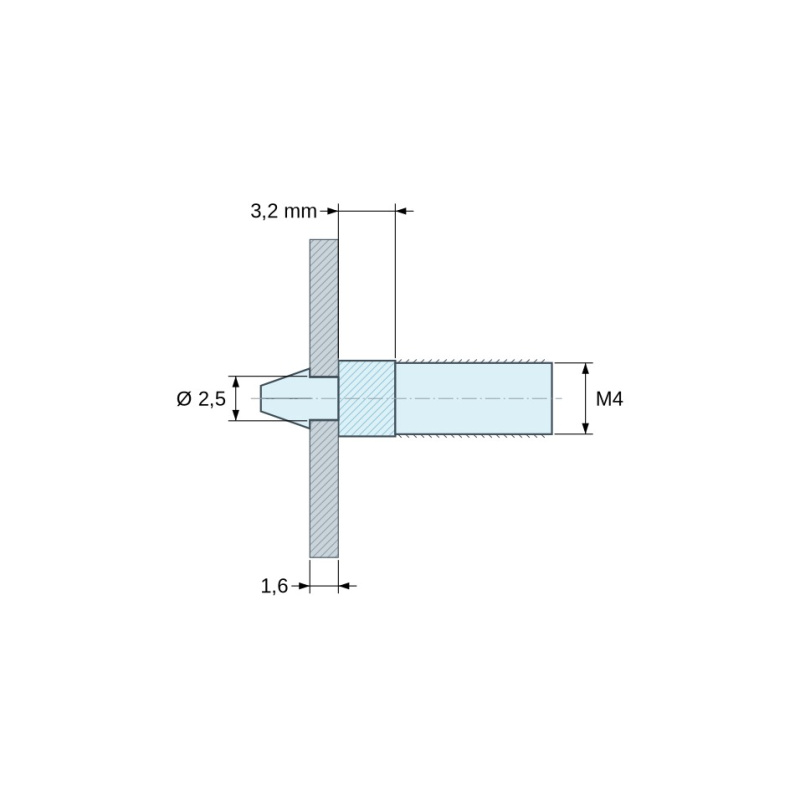Support de carte à clipser M4 Plastique PA6.6 naturel