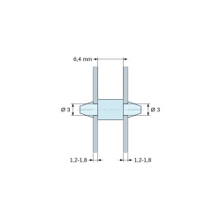 Support de carte à clipser des deux côtés, polyamide PA6.6 noir UL94-V2, trou de carte Ø3 mm, carte 1,2 à 1,8 mm