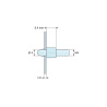 Plan coté 6,4 mm, Support de carte à clipser, fileté M4, polyamide PA6.6 naturel UL94-V0, trou de carte Ø4 mm, carte 1,6 mm