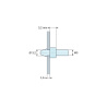 Plan coté 3,2 mm, Support de carte à clipser, fileté M3, polyamide PA6.6 naturel UL94-V2, trou de carte Ø3,2 mm, carte 1,6 mm