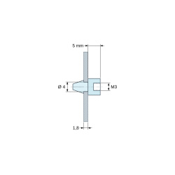 Plan coté 5 mm, Support de carte à clipser, taraudé M3, polyamide PA6.6 noir UL94-HB, trou de carte Ø4 mm, carte 1,8 mm