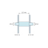 Plan coté 12,7 mm, Support de carte à clipser des deux côtés, polyamide PA6.6 naturel UL94-V0, trou de carte Ø3,2 mm, carte 1,6 mm