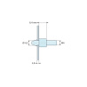 Plan coté 6,4 mm, Support de carte à clipser, fileté M4, polyamide PA6.6 naturel UL94-V2, trou de carte Ø4,2 mm, carte 1,6 mm