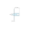 Plan coté 12,7 mm, Support de carte à clipser, pour vis autotaraudeuse Ø3,5, polyamide PA6.6 naturel UL94-V2, trou de carte Ø4 mm, carte 1 à 1,8 mm