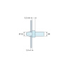 Plan coté 3,2 mm, Support de carte à clipser, fileté M4, polyamide PA6.6 naturel UL94-V2, trou de carte Ø3,9 mm, carte 1,6 mm