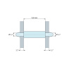 Plan coté 9,8 mm, Support de carte à clipser des deux côtés, polyamide PA6.6 naturel UL94-V2, trou de carte Ø1,7 mm, carte 1,7 mm