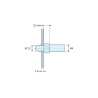 Plan coté 3,2 mm, Support de carte à clipser, fileté M4, polyamide PA6.6 naturel UL94-V2, trou de carte Ø3,2 mm, carte 1,6 mm